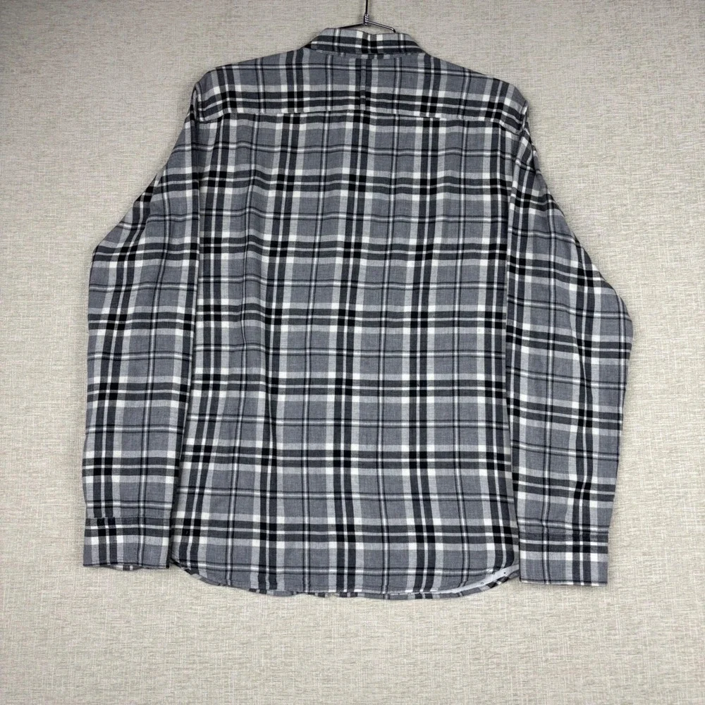 Banana Republic Men XL Grey Plaid Untucked Slim Fit Long Sleeve Button Down